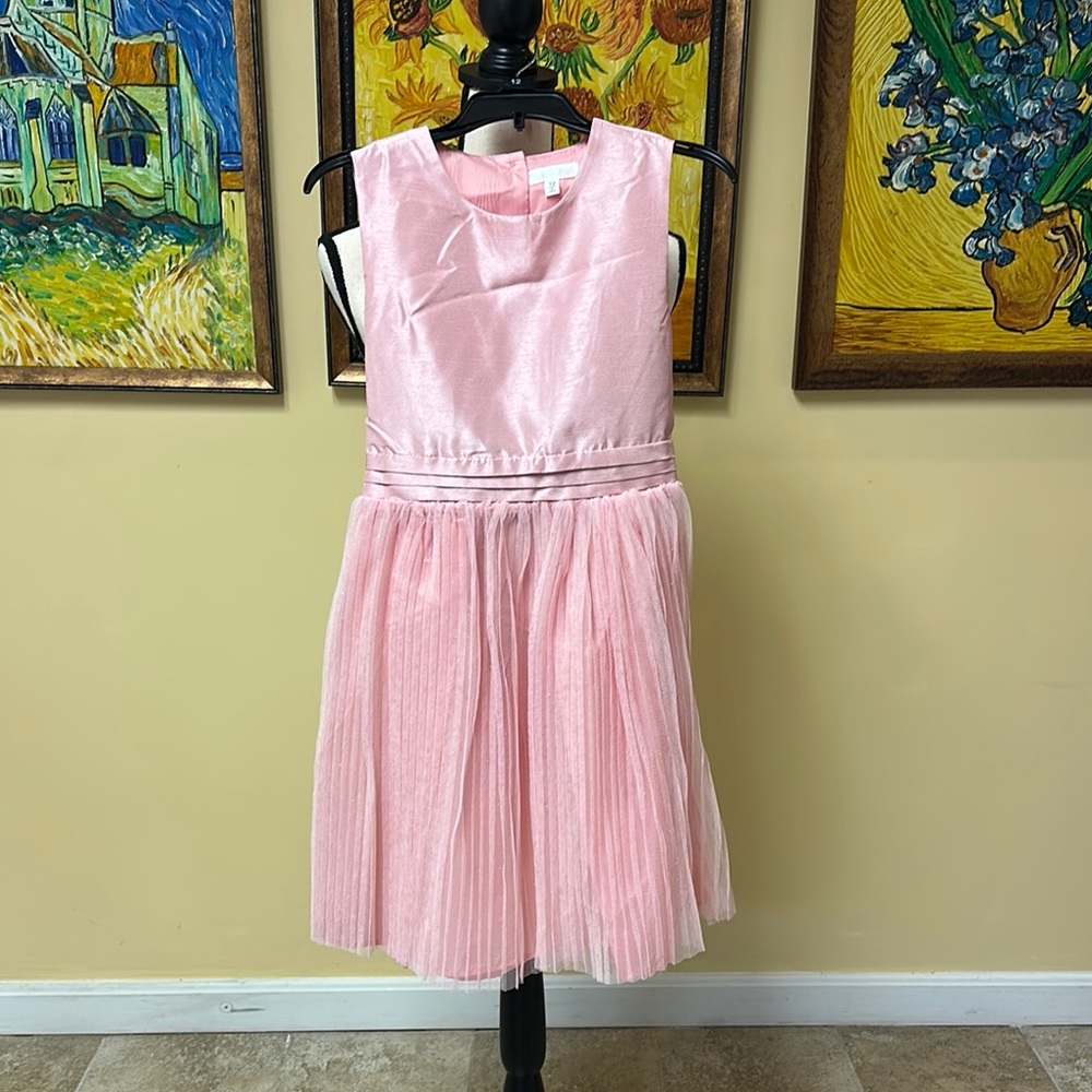 Nannette Pink Pleated A-Line Dress for Wedding Guest